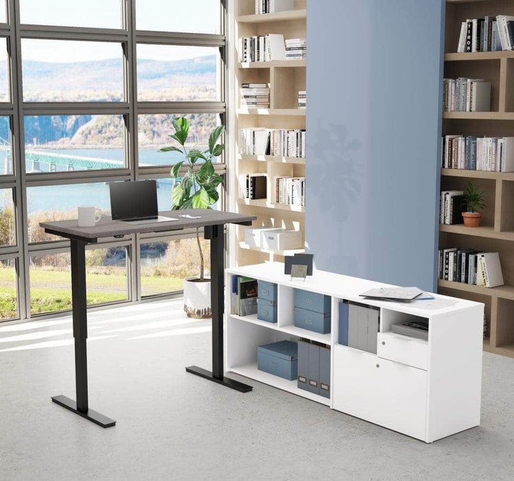 Modubox Desk Bark Grey & White i3 Plus 2-Piece Set Including a Standing Desk and Credenza - Available in 3 Colours