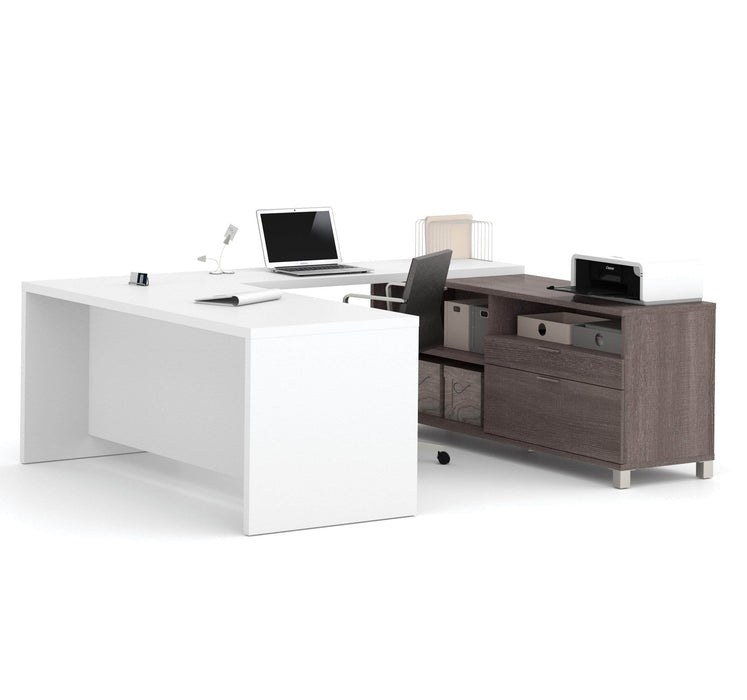 Modubox Desk Bark Grey & White Pro-Linea U-Shaped Executive Desk - Bark Grey & White