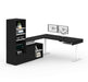 Modubox Desk Black Viva 8-Piece Set Including 2 L-Shaped Standing Desks, 2 Storage Units, 2 Credenzas, and 2 Dual Monitor Arms - Available in 2 Colours