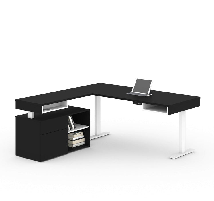 Modubox Desk Black & White Viva 2-Piece Set Including an L-Shaped Standing Desk and a Credenza - Available in 2 Colours