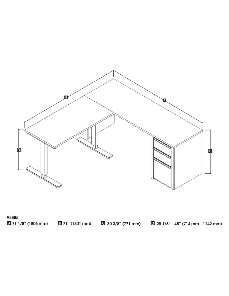 Modubox Desk Connexion 2-Piece Set Including a Standing Desk and a Desk - Available in 3 Colours