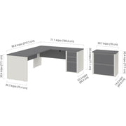 Modubox Desk Connexion 2-Piece Set Including an L-Shaped Desk and a Lateral File Cabinet - Available in 3 Colours