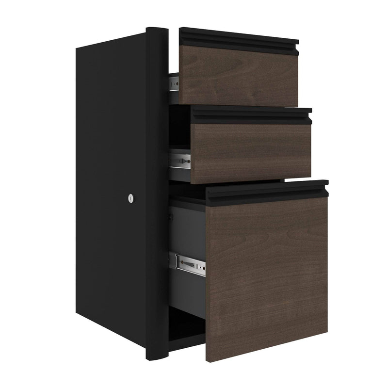 Modubox Desk Connexion 2-Piece Set Including an L-Shaped Desk and a Lateral File Cabinet - Available in 3 Colours