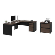 Modubox Desk Connexion 2-Piece Set Including an L-Shaped Desk and a Lateral File Cabinet - Available in 3 Colours