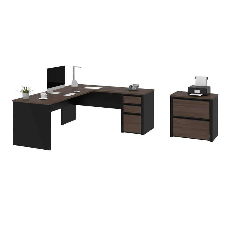Modubox Desk Connexion 2-Piece Set Including an L-Shaped Desk and a Lateral File Cabinet - Available in 3 Colours