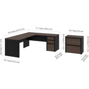 Modubox Desk Connexion 2-Piece Set Including an L-Shaped Desk and a Lateral File Cabinet - Available in 3 Colours