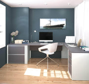 Modubox Desk Connexion 2-Piece Set Including an L-Shaped Desk and a Lateral File Cabinet - Available in 3 Colours