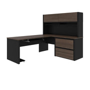 Modubox Desk Connexion L-Shaped Desk with Lateral File Cabinet and Hutch - Available in 3 Colours