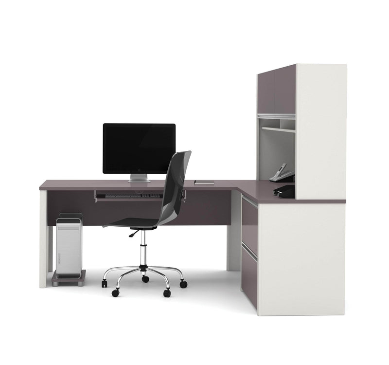 Modubox Desk Connexion L-Shaped Desk with Lateral File Cabinet and Hutch - Available in 3 Colours