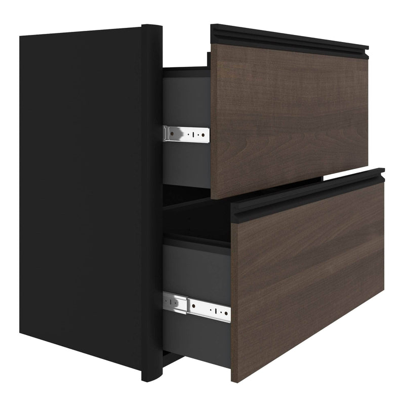 Modubox Desk Connexion L-Shaped Desk with Lateral File Cabinet and Hutch - Available in 3 Colours