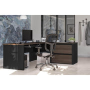 Modubox Desk Connexion L-Shaped Desk with Lateral File Cabinet - Available in 3 Colours