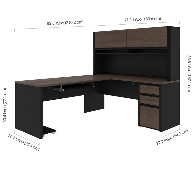Modubox Desk Connexion L-Shaped Desk with Pedestal and Hutch - Available in 3 Colours