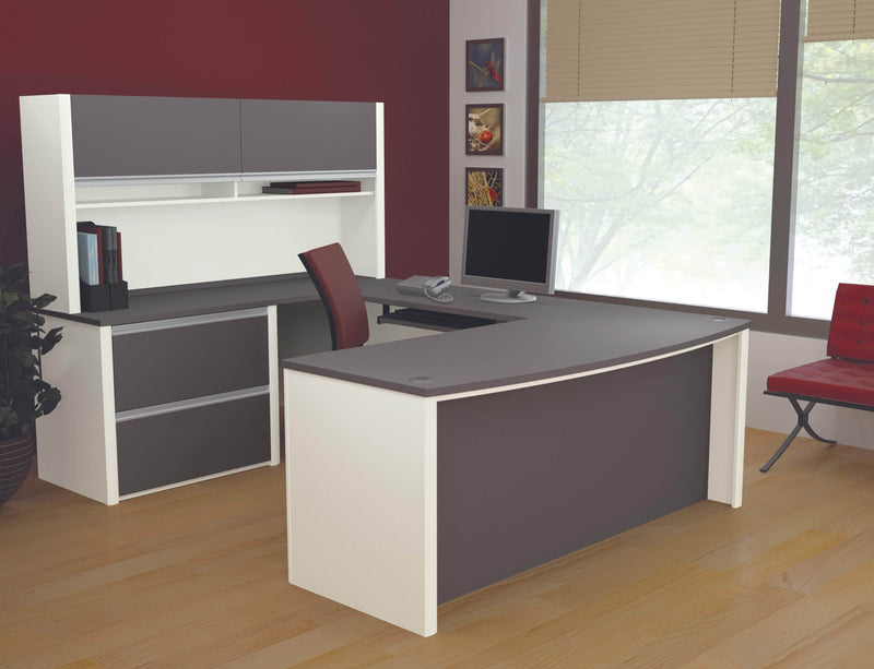 Modubox Desk Connexion U-Shaped Executive Desk with Lateral File Cabinet and Hutch - Available in 3 Colours