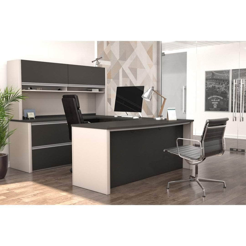 Modubox Desk Connexion U-Shaped Executive Desk with Lateral File Cabinet and Hutch - Available in 3 Colours
