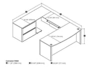 Modubox Desk Connexion U-Shaped Executive Desk with Lateral File Cabinet - Available in 3 Colours