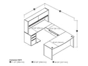 Modubox Desk Connexion U-Shaped Executive Desk with Pedestal and Hutch - Available in 3 Colours