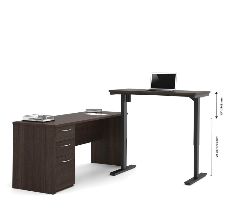 Modubox Desk Dark Chocolate Embassy 2-Piece Set Including a Standing Desk and a Pedestal Desk - Dark Chocolate