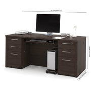 Modubox Desk Dark Chocolate Embassy Executive Desk with Two Pedestals - Dark Chocolate