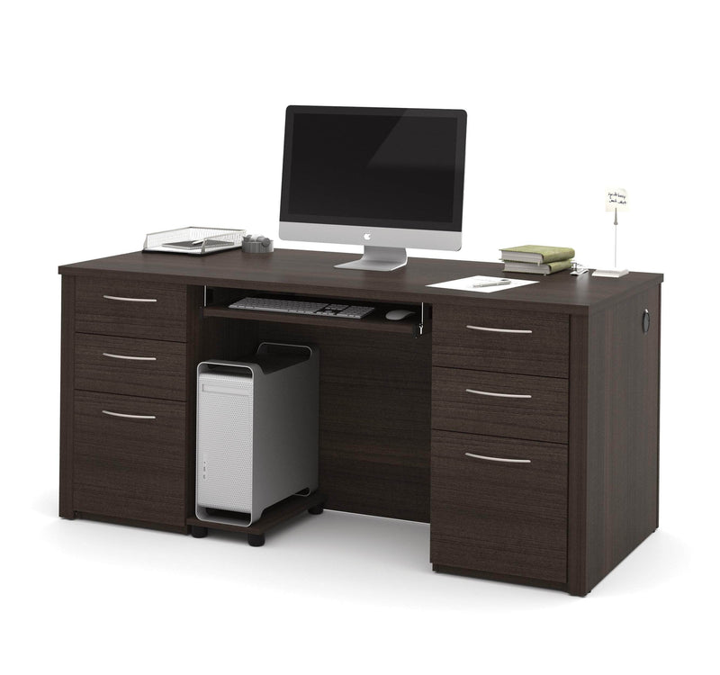 Modubox Desk Dark Chocolate Embassy Traditional Executive Desk with 2 Pedestals - Dark Chocolate