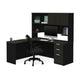 Modubox Desk Deep Grey & Black Pro-Concept Plus L-Shaped Desk with Pedestal and Hutch - Available in 2 Colours