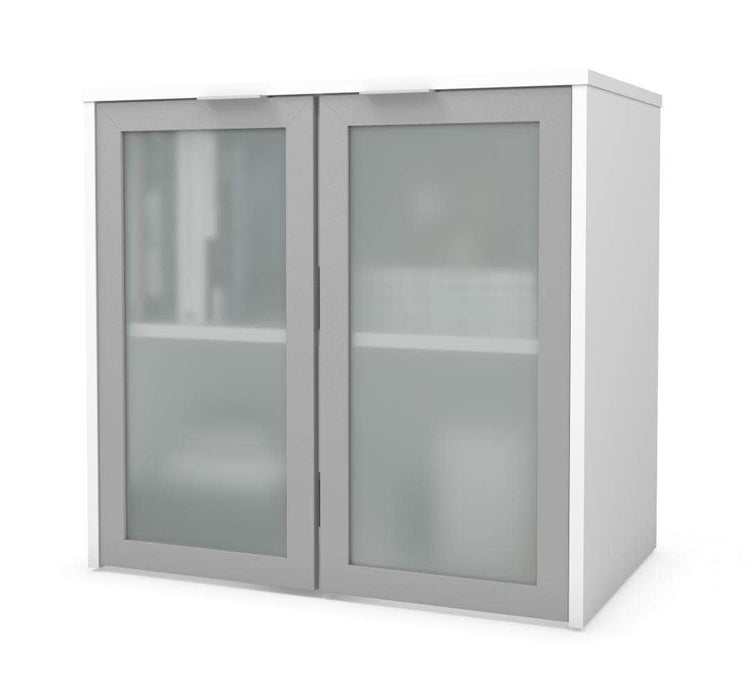 Modubox Desk Hutch White i3 Plus Desk Hutch with Frosted Glass Doors - Available in 3 Colours