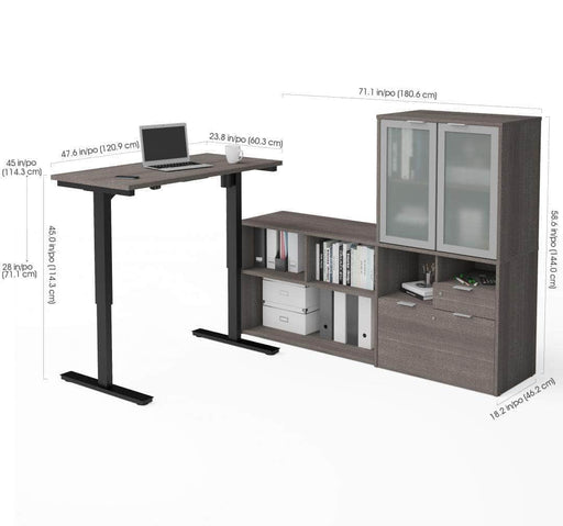 Modubox Desk i3 Plus 2-Piece Set Including a Standing Desk and Credenza with Hutch - Available in 3 Colours