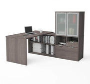 Modubox Desk i3 Plus L-shaped Desk with Frosted Glass Doors Hutch - Available in 3 Colours