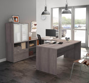 Modubox Desk i3 Plus U-shaped Desk with Frosted Glass Doors Hutch - Available in 3 Colours