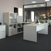 Modubox Desk i3 Plus U-shaped Desk with Frosted Glass Doors Hutch - Available in 3 Colours