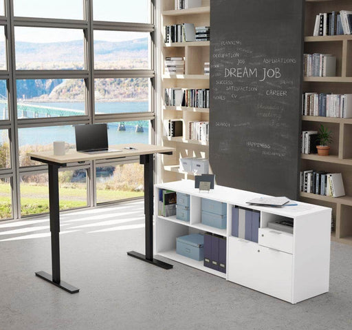 Modubox Desk Northern Maple & White i3 Plus 2-Piece Set Including a Standing Desk and Credenza - Available in 3 Colours