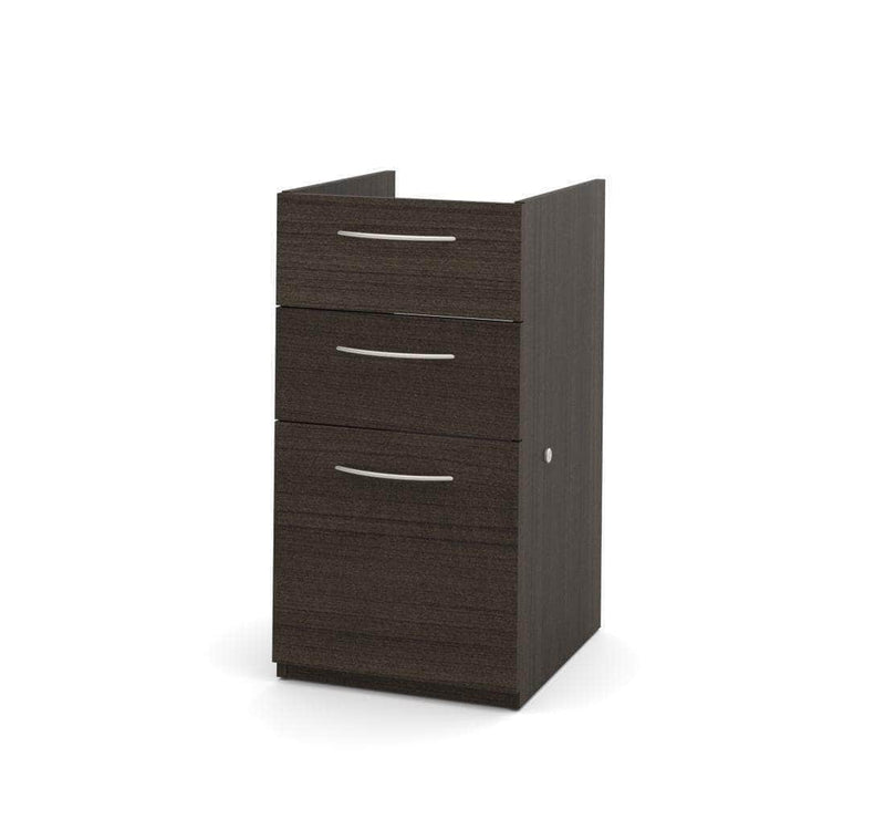 Modubox Desk Pedestal Dark Chocolate Embassy Add-On Pedestal with 3 Drawers - Available in 2 Colours