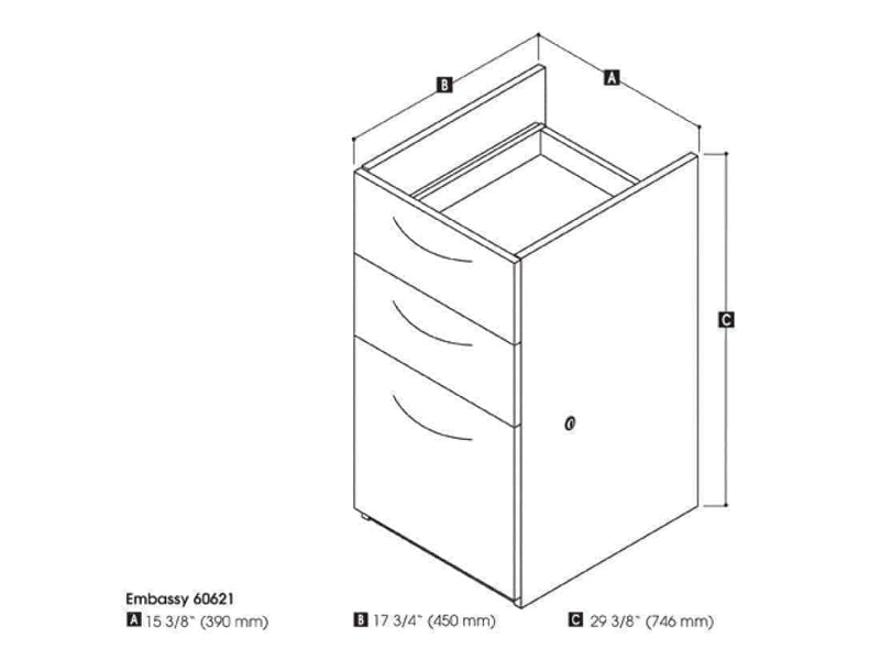 Modubox Desk Pedestal Embassy Add-On Pedestal with 3 Drawers - Available in 2 Colours