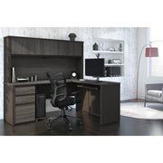 Modubox Desk Prestige+ 72W L-Shaped Desk with Pedestal and Hutch - Available in 3 Colours