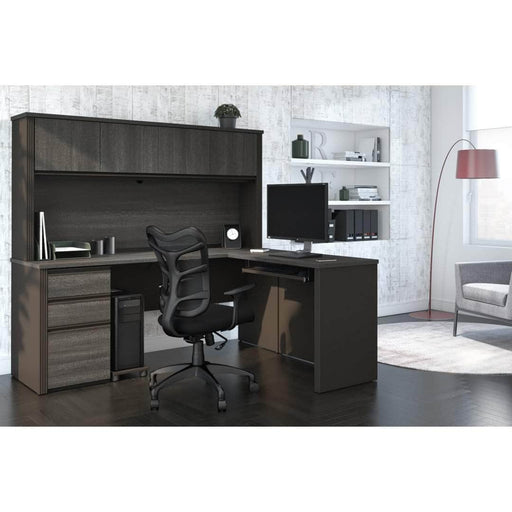 Modubox Desk Prestige+ 72W L-Shaped Desk with Pedestal and Hutch - Available in 3 Colours