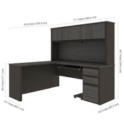 Modubox Desk Prestige+ 72W L-Shaped Desk with Pedestal and Hutch - Available in 3 Colours