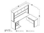 Modubox Desk Prestige+ 72W L-Shaped Desk with Pedestal and Hutch - Available in 3 Colours