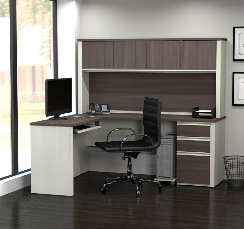 Modubox Desk Prestige+ 72W L-Shaped Desk with Pedestal and Hutch - Available in 3 Colours