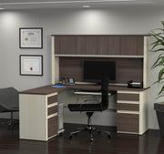 Modubox Desk Prestige+ Modern L-Shaped Office Desk with Two Pedestals and Hutch - Available in 3 Colours