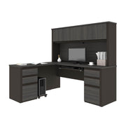 Modubox Desk Prestige+ Modern L-Shaped Office Desk with Two Pedestals and Hutch - Available in 3 Colours