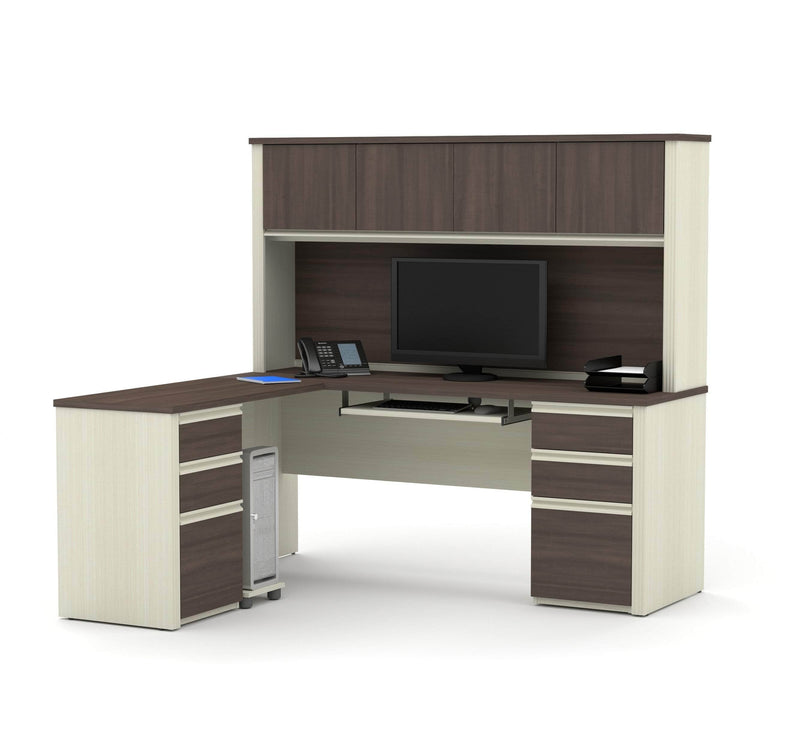 Modubox Desk Prestige+ Modern L-Shaped Office Desk with Two Pedestals and Hutch - Available in 3 Colours