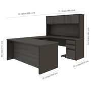 Modubox Desk Prestige+ U-Shaped Executive Desk with Hutch and 2 Pedestals - Available in 3 Colours