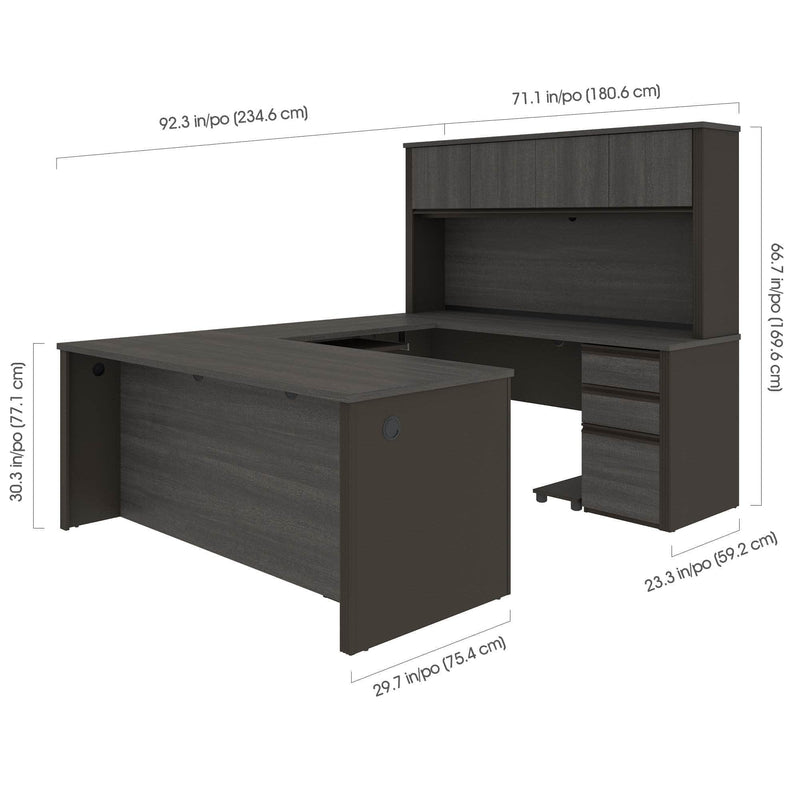 Modubox Desk Prestige+ U-Shaped Executive Desk with Hutch and 2 Pedestals - Available in 3 Colours