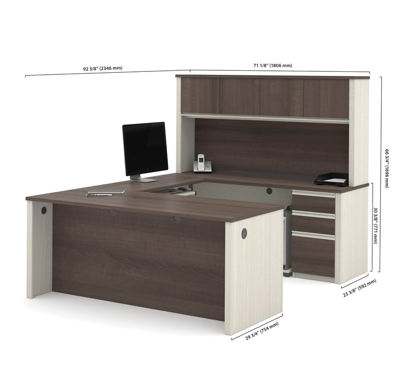 Modubox Desk Prestige+ U-Shaped Executive Desk with Hutch and 2 Pedestals - Available in 3 Colours