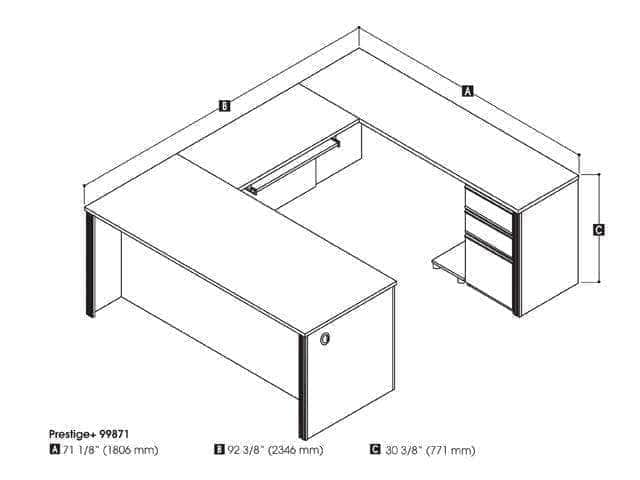 Modubox Desk Prestige+ U-Shaped Executive Desk with Pedestal - Available in 3 Colours