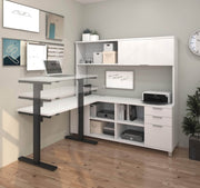 Modubox Desk Pro-Linea 2-piece Set Including a Standing Desk and a Credenza with Hutch - Available in 2 Colours