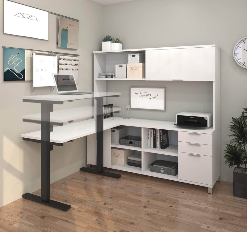 Modubox Desk Pro-Linea 2-piece Set Including a Standing Desk and a Credenza with Hutch - Available in 2 Colours