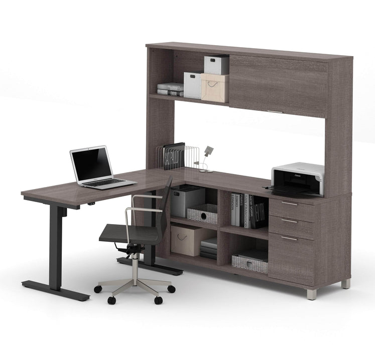 Modubox Desk Pro-Linea 2-piece Set Including a Standing Desk and a Credenza with Hutch - Available in 2 Colours