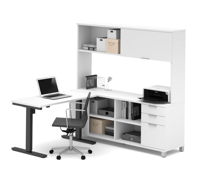Modubox Desk Pro-Linea 2-piece Set Including a Standing Desk and a Credenza with Hutch - Available in 2 Colours