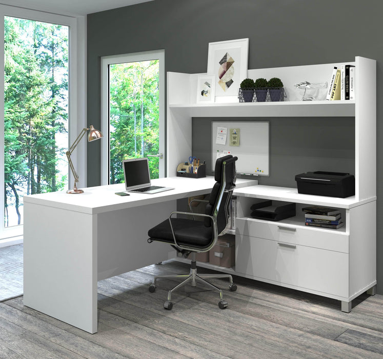 Modubox Desk Pro-Linea L-Shaped Desk with Hutch - Available in 2 Colours