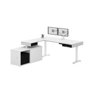 Modubox Desk Pro-Vega L-Shaped Standing Desk with Credenza and Dual Monitor Arm - Available in 2 Colours